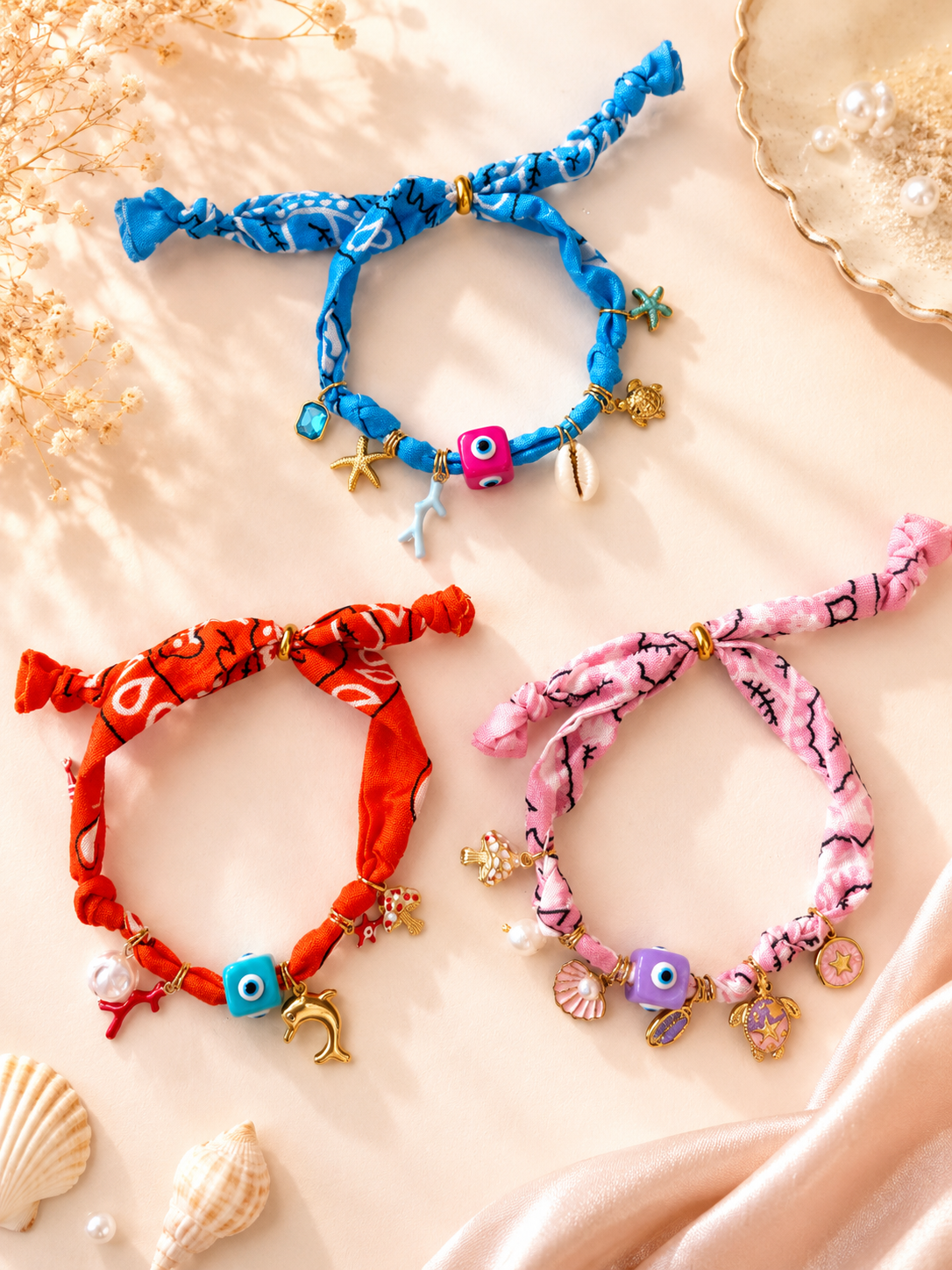 Adjustable Scarf Bandana Charm Bracelet