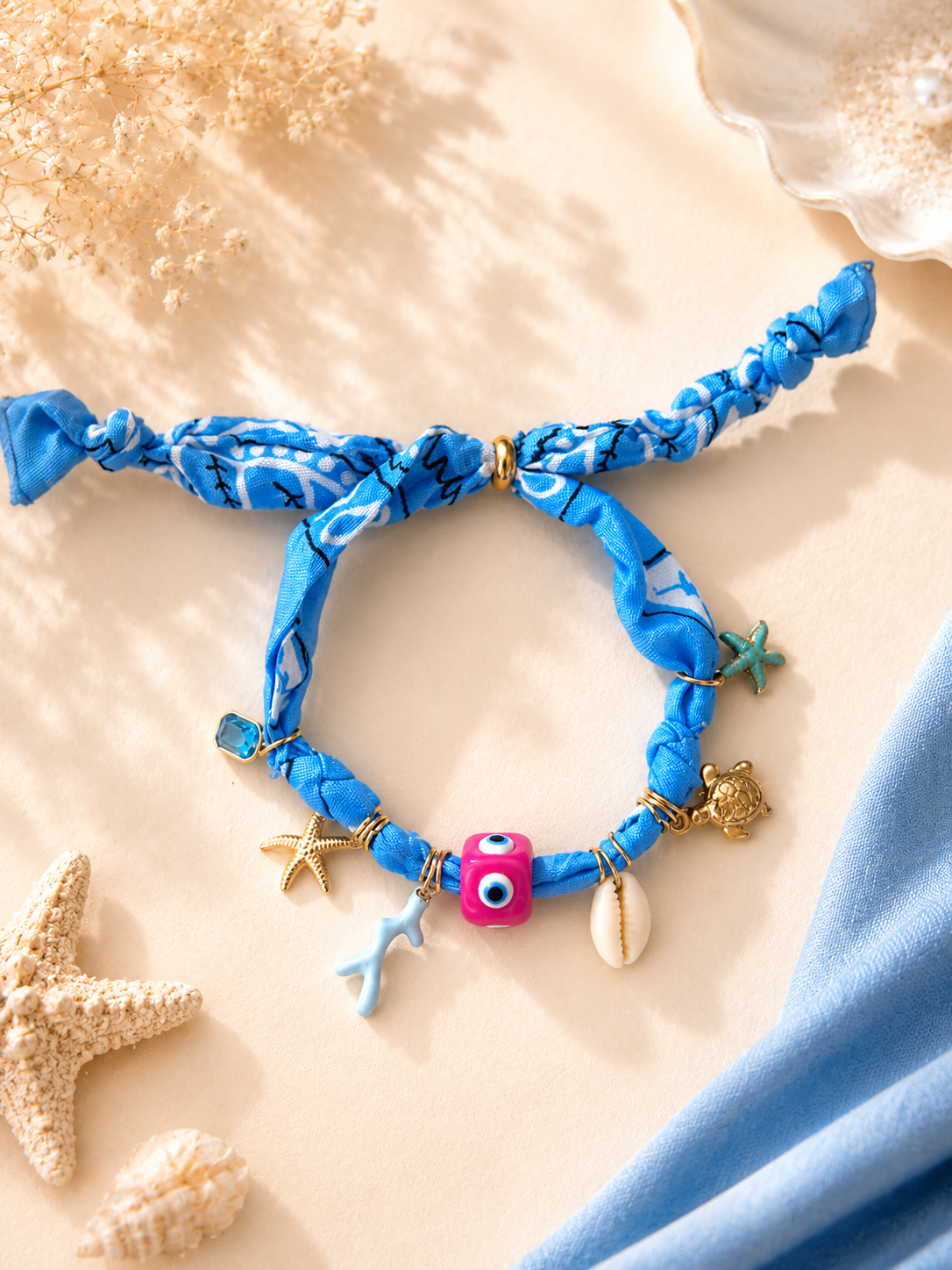 Adjustable Scarf Bandana Charm Bracelet