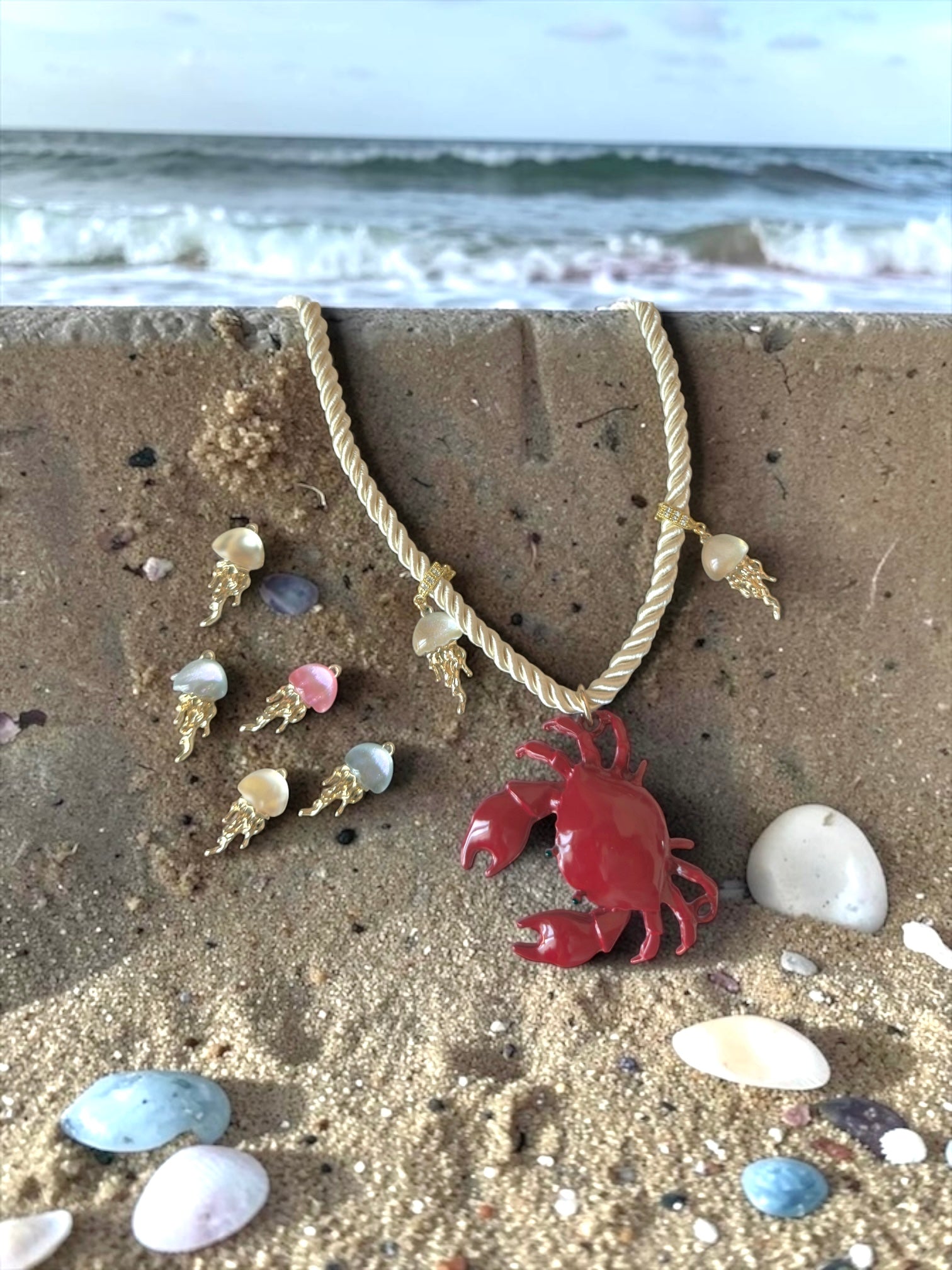 Coral Coast Crab Necklace