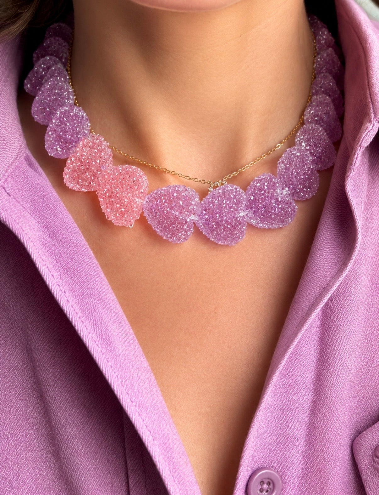 Lavender Blush Heart Necklace