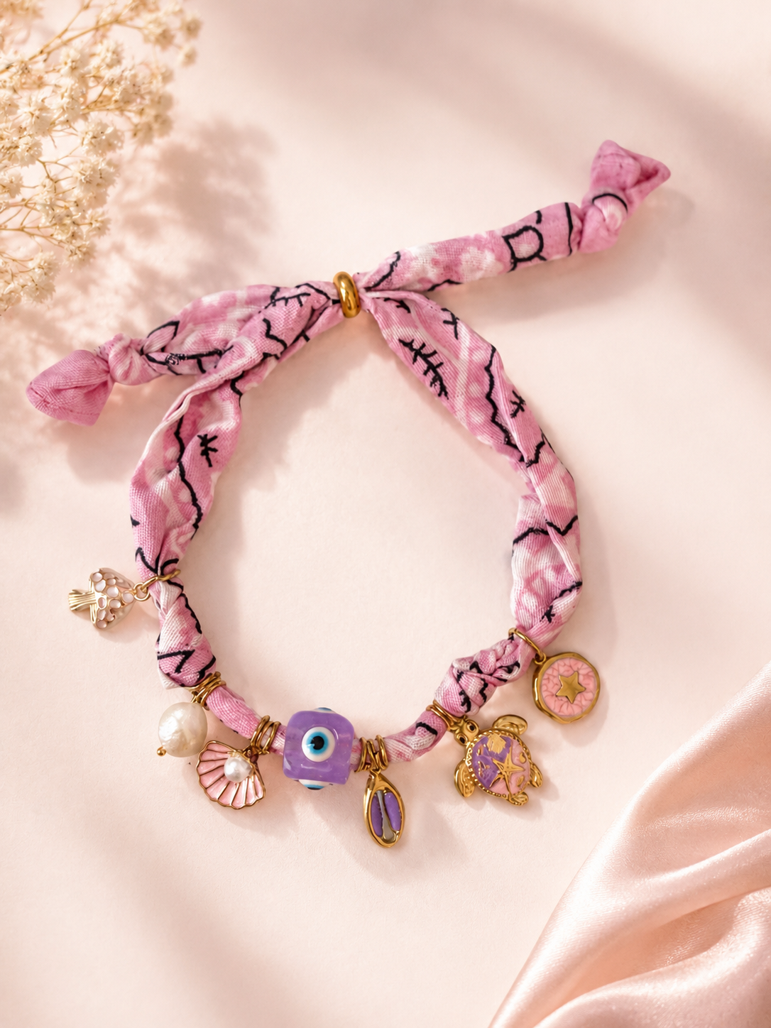 Adjustable Scarf Bandana Charm Bracelet