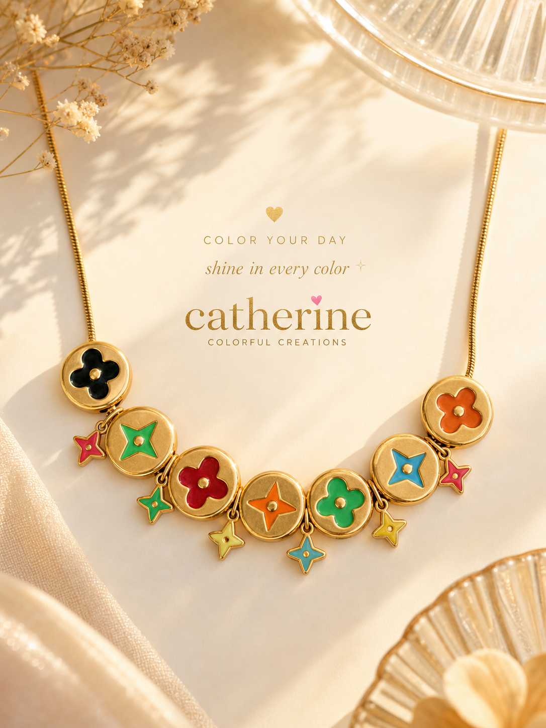 Golden Bloom Charm Necklace