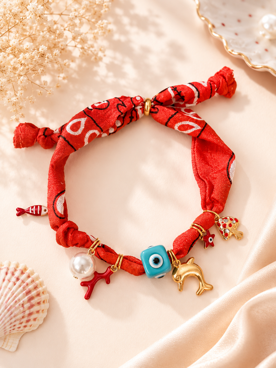 Adjustable Scarf Bandana Charm Bracelet