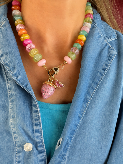 Strawberry Splash Charm Necklace