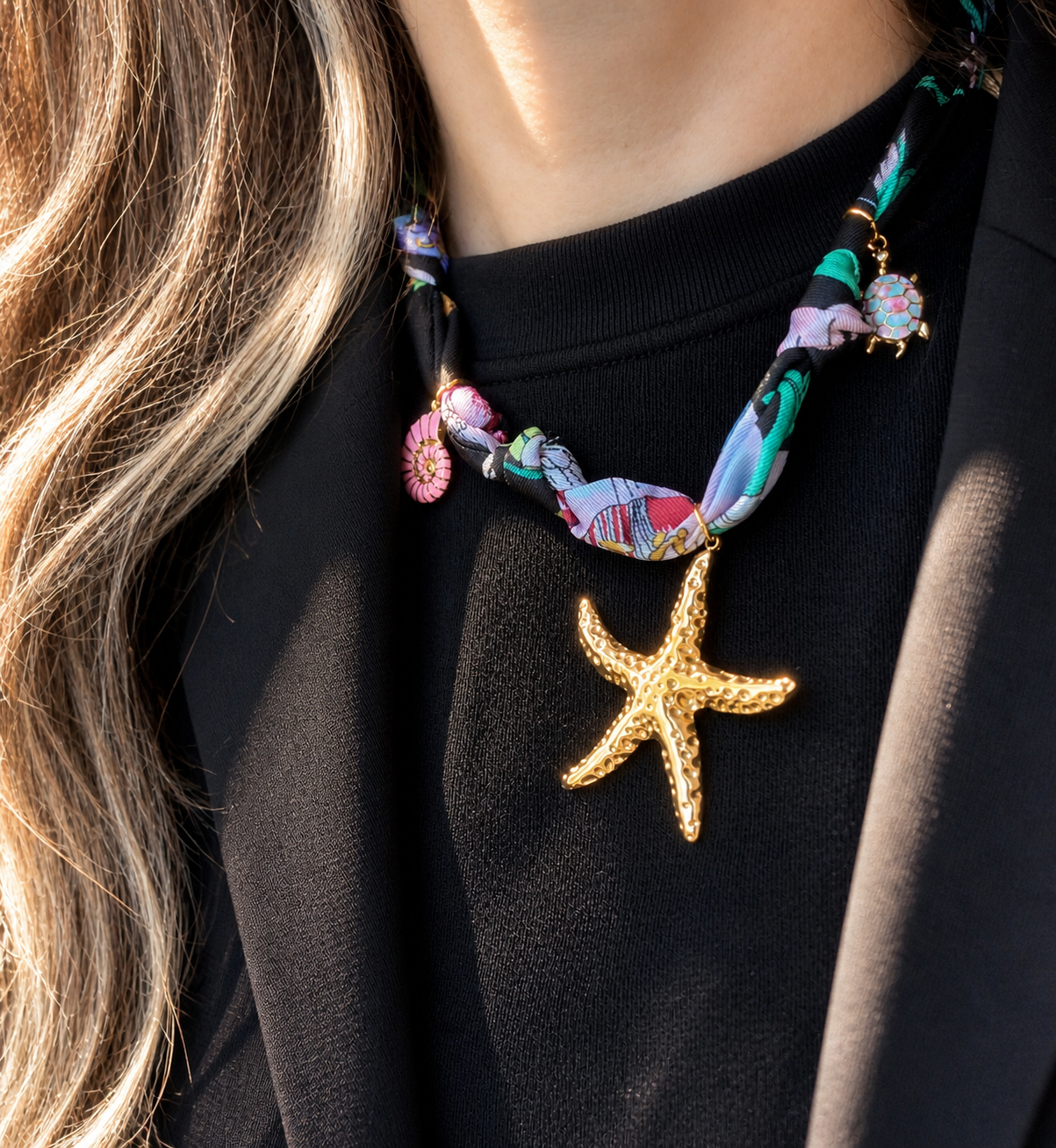 Midnight Tide Scarf Necklace