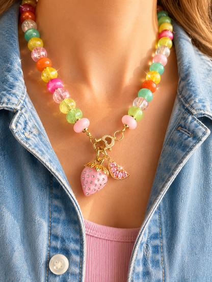 Strawberry Splash Charm Necklace