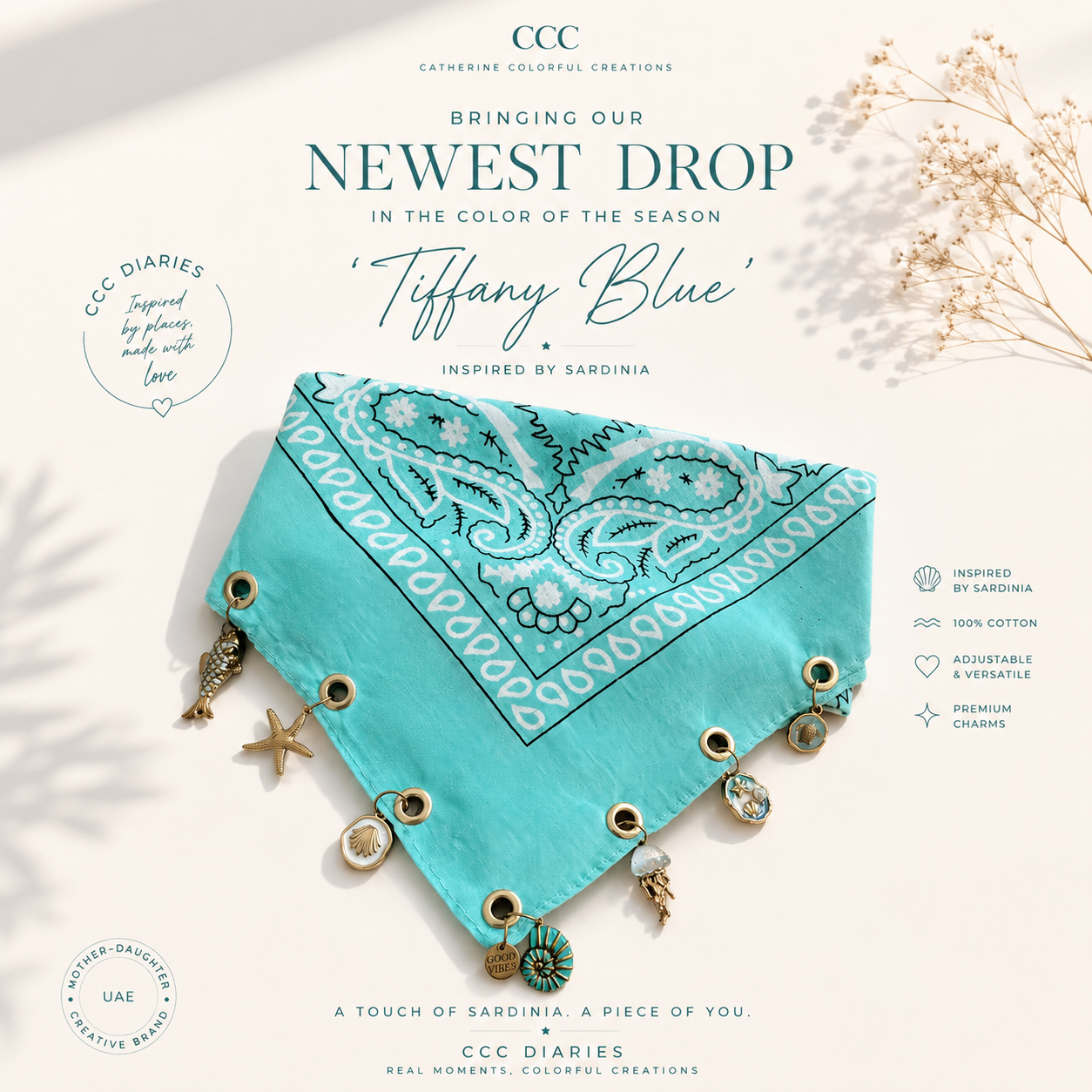 Tiffany Blue Charm Bandana