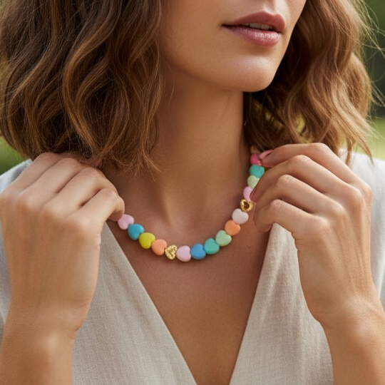 Pastel Heart Glow Stainless Steel Necklace