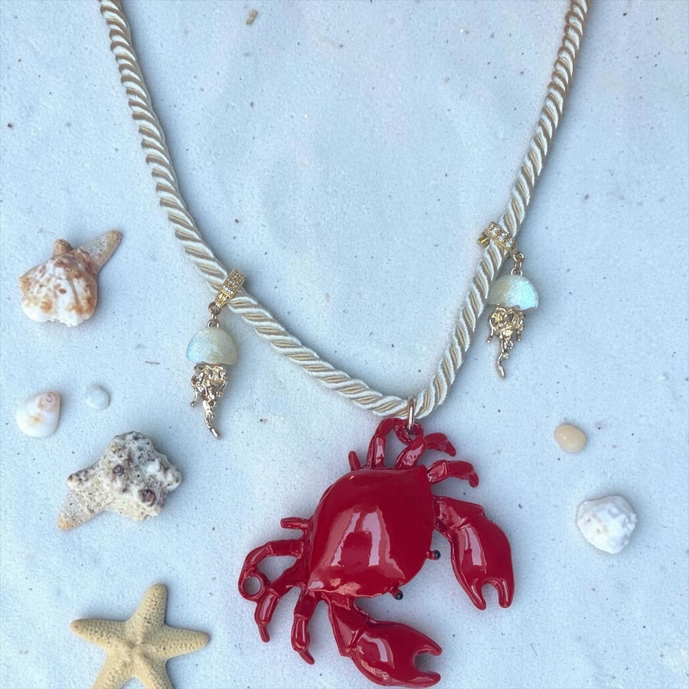Coral Coast Crab Necklace